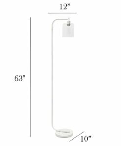 Simple Designs - Antique Style Industrial Iron Lantern Floor Lamp with Glass Shade - White