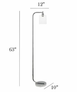 Simple Designs - Antique Style Industrial Iron Lantern Floor Lamp with Glass Shade - Chrome