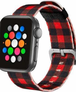Modal™ - Nylon Watch Band for Apple Watch 38mm, 40mm, 41mm and Apple Watch Series 8 41mm - Red/Black Plaid