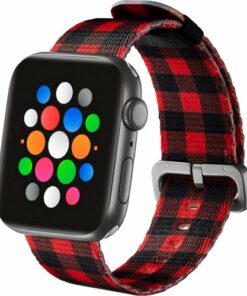 Modal™ - Nylon Watch Band for Apple Watch 42mm, 44mm, 45mm (Series 1-8) and Apple Watch Ultra 49mm - Red/Black Plaid