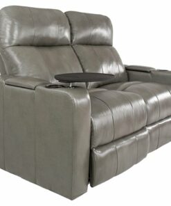 RowOne - Prestige 2-Chair Leather Power Recline Loveseat - Grey