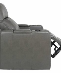 RowOne - Prestige Straight 2-Arm Leather Power Recline Home Theater Seating - Grey
