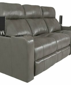 RowOne - Prestige 3-Chair Leather Power Recline Sofa - Grey