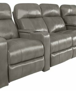 RowOne - Prestige Straight 4-Chair Row with loveseat Leather Power Recline Home Theater Seating - Grey
