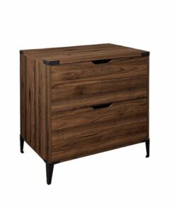 Walker Edison - Modern Farmhouse Angle Iron 2-Drawer Filing Cabinet - Dark Walnut