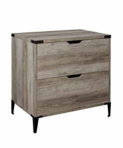 Walker Edison - Modern Farmhouse Angle Iron 2-Drawer Filing Cabinet - Grey Wash
