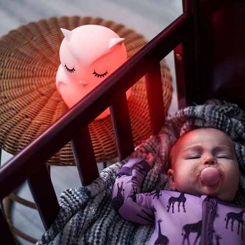 LumiPets - Kids' Night Light Owl Lamp with Remote - White