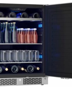 Zephyr - Presrv 24 in. 7-Bottle and 112 Can ADA Single Zone Reversible Door Beverage Cooler - Stainless steel
