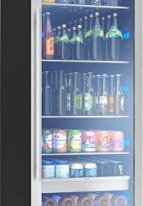 Zephyr - Presrv 24 in. 19-Bottle and 266-Can Single Zone Full Size Beverage Cooler - Stainless Steel/Glass