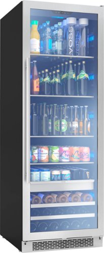 Zephyr - Presrv 24 in. 19-Bottle and 266-Can Single Zone Full Size Beverage Cooler - Stainless Steel/Glass