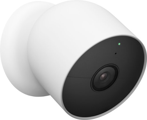 Google - Geek Squad Certified Refurbished Nest Cam Indoor/Outdoor Wire Free Security Camera - Snow