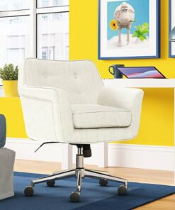 Serta - Ashland Memory Foam & Twill Fabric Home Office Chair - Ivory
