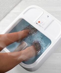 Sharper Image - Hydro Spa Plus Foot Bath Massager, Heated with Rollers and LCD Display - White
