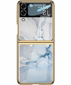 SaharaCase - Marble Series Case for Samsung Galaxy Z Flip3 5G - Blue/Gold
