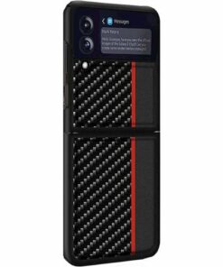 SaharaCase - Hard Shell Silicone Series Case for Samsung Galaxy Z Flip3 5G - Black/Carbon Fiber
