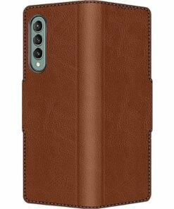 SaharaCase - Leather Folio Wallet Case for Samsung Galaxy Z Fold3 5G - Brown
