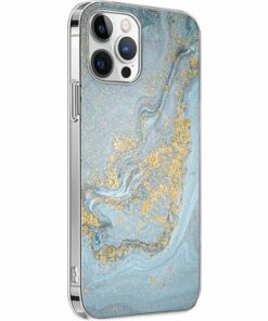 SaharaCase - Marble Series Case for Apple iPhone 13 Pro Max - Blue/Gold