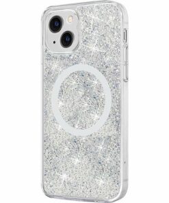 SaharaCase - Sparkle Case with MagSafe for Apple iPhone 13 mini - Clear, Silver