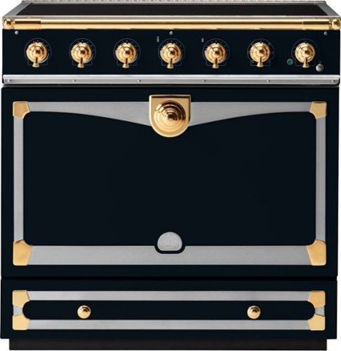 La Cornue - 90 Induction Range Dark Navy Blue with Stainless Steel & Polished Brass - Multi