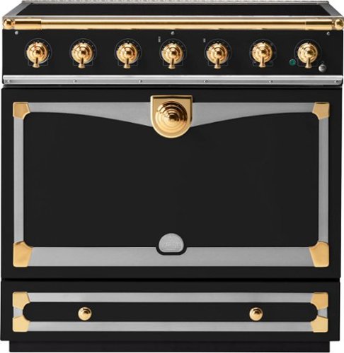 La Cornue - 90 Induction Range Matte Black with Stainless Steel & Polished Brass - Multi
