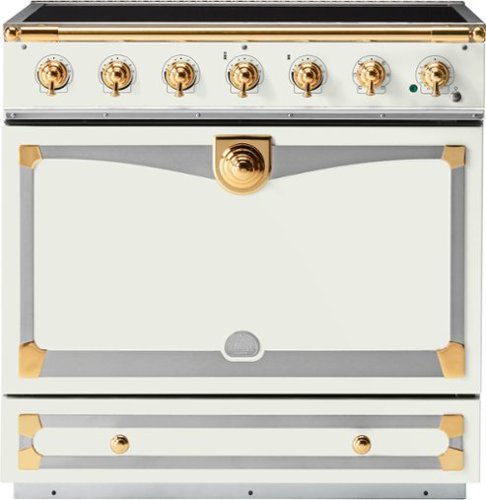 La Cornue - 90 Induction Range Pure White with Stainless Steel & Polished Brass - Multi