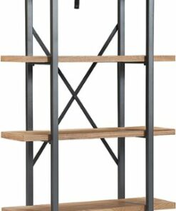 Tommy Hilfiger - Robson Etagere Wood and Metal 4 Tier Bookshelf - Oak and Black