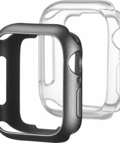 Modal™ - Bumper Case for Apple Watch 41mm and Apple Watch Series 8 41mm (2-Pack) - Space Gray/ Clear