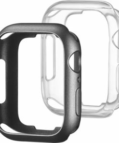 Modal™ - Bumper Case for Apple Watch 45mm and Apple Watch Series 8 45mm (2-Pack) - Space Gray/ Clear