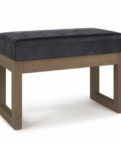 Simpli Home - Milltown Footstool Small Ottoman Bench - Distressed Black