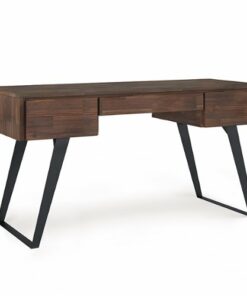 Simpli Home - Lowry Desk with Deep Drawers - Distressed Charcoal Brown