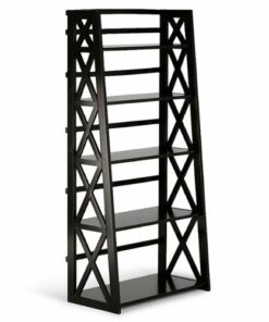 Simpli Home - Kitchener solid wood 63 in x 30 in Ladder Shelf - Hickory Brown