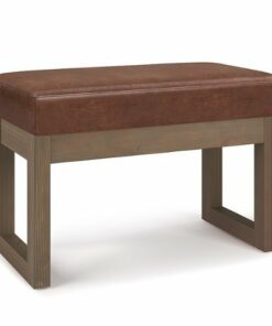 Simpli Home - Milltown Footstool Small Ottoman Bench - Distressed Saddle Brown