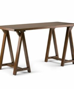 Simpli Home - Sawhorse Writing Desk - Medium Saddle Brown
