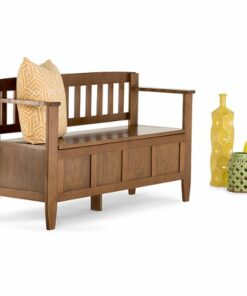 Simpli Home - Brooklyn Entryway Storage Bench - Medium Saddle Brown
