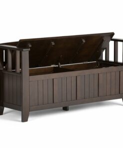 Simpli Home - Acadian solid wood 48 inch Wide Transitional Entryway Storage Bench - Brunette Brown