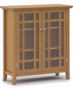 Simpli Home - Bedford solid wood 39 inch Wide Transitional Medium Storage Cabinet - Light Golden Brown