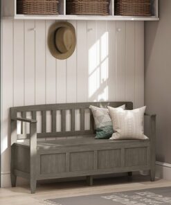 Simpli Home - Brooklyn Entryway Storage Bench - Farmhouse Grey
