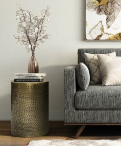 Simpli Home - Corbin Metal Side Table - Hammered Antique Gold