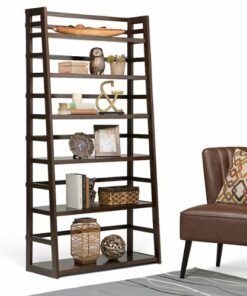 Simpli Home - Acadian Wide Ladder Shelf Bookcase - Brunette Brown