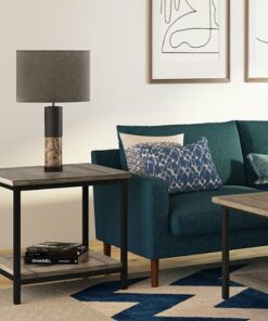 Simpli Home - Skyler Solid Mango Wood and Metal 22 inch Wide Square Industrial End Table - Beach Brown