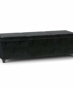 Simpli Home - Avalon Extra Large Storage Ottoman Bench - Midnight Black