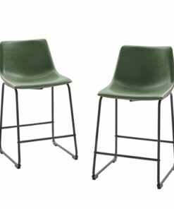 Walker Edison - Contemporary Faux Leather Dining Chairs set of 2 - Green 0
