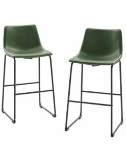 Walker Edison - Contemporary Faux Leather Dining Chairs set of 2 - Green 1