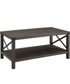 Walker Edison - 40” Farmhouse Metal-X Coffee Table - Sable