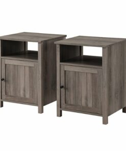 Walker Edison - 2-Piece Farmhouse Grooved-Door Side Table Set - Grey Wash