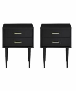 Walker Edison - 2-Piece Mid-Century 2-Drawer Side Table Set - Black