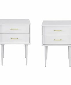 Walker Edison - 2-Piece Mid-Century 2-Drawer Side Table Set - White