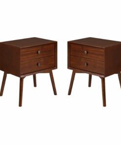 Walker Edison - Mid Century 2-Drawer Nightstand set of 2 - Walnut