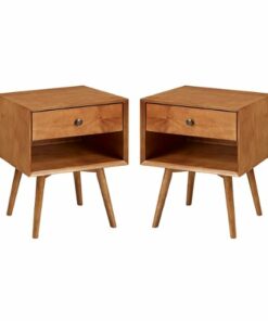 Walker Edison - Mid Century Open Cubby Nightstand set of 2 - Caramel