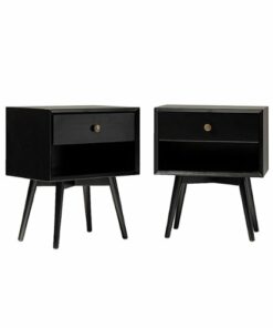 Walker Edison - Mid Century Open Cubby Nightstand set of 2 - Black